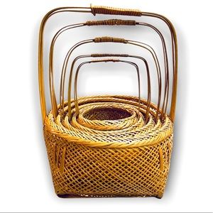 Set of 5 bamboo wicker woven storage baskets